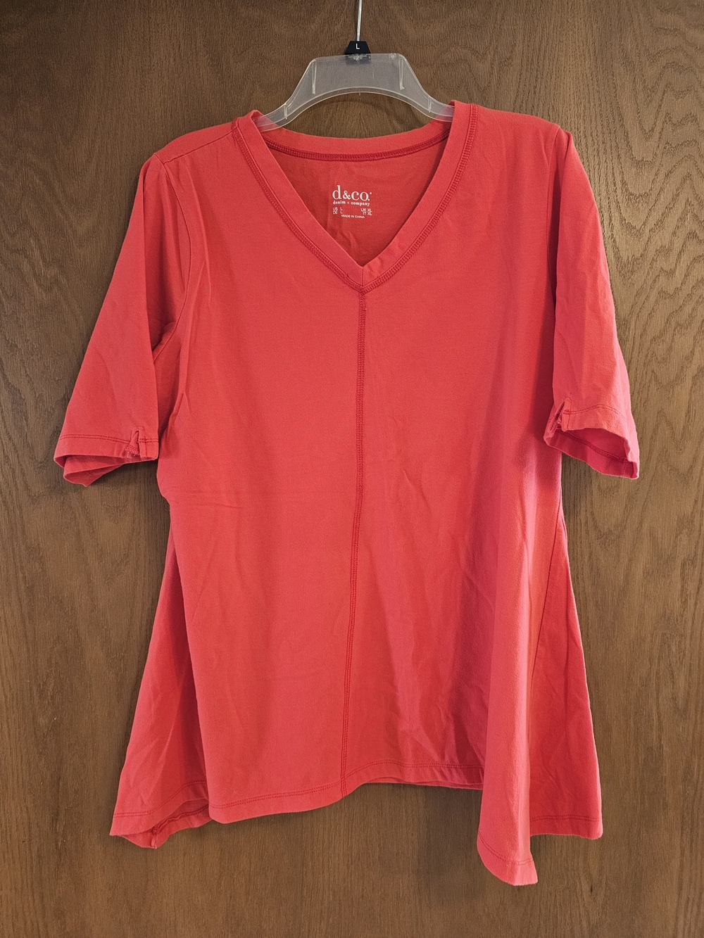 Coral V-Neck Short Sleeve Women’s Top